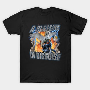 A Blessing In Disguise - Corny 90's 2000's Y2K Unicorn On A Motorcycle T-Shirt